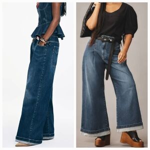 Pilcro Two-Tone Blue Flare Jeans